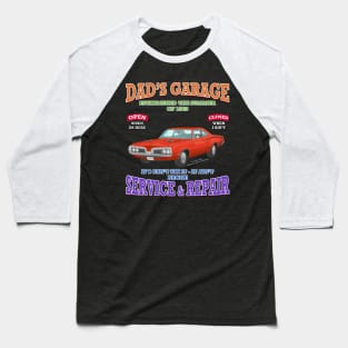 Dad's Garage Muscle Car Racing Hot Rod Novelty Gift Baseball T-Shirt